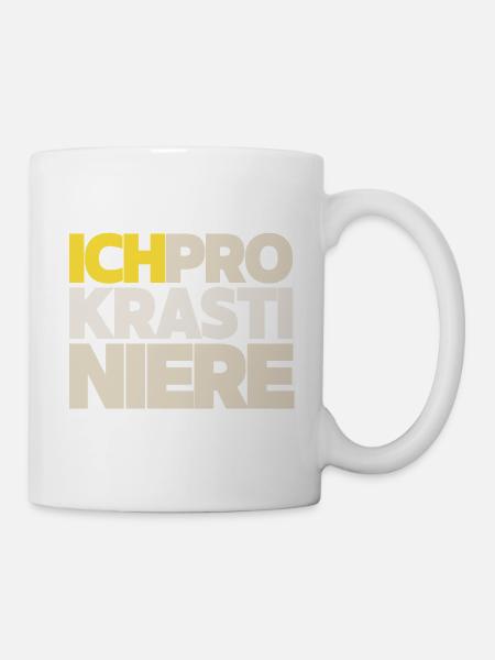 Prokrastinieren Block Typo Collage - Tasse - Weiß