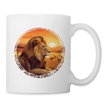 Lion au coucher du soleil Cercle du Serengeti - Mug blanc - blanc - Droite