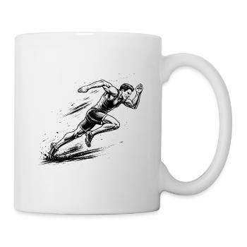 100m Sprinter im Comic-Ink Stil - Tasse - Weiß - Rechts