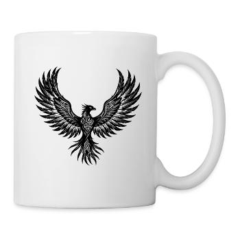 Tribal Phoenix mit ausgebreiteten Flügeln - Tasse - Weiß - Rechts