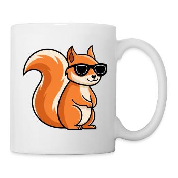 Squirrel black glasses cartoon - Mug - white - Right