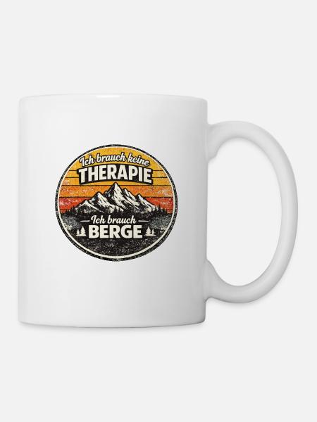 Berge statt Therapie Patch - Tasse - Weiß