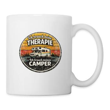 Therapie? Nein, mein Camper – Retro Sticker - Tasse - Weiß - Rechts