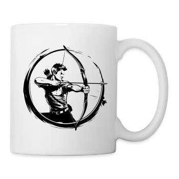 Bogenschießen Mann Silhouette - Tasse - Weiß - Rechts