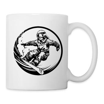 Snowboarding Woman Silhouette - Mug - white - Right