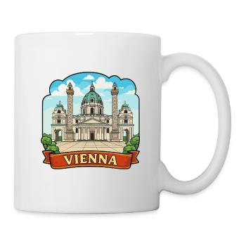 Vienna Austria Karlskirche Retro Ribbon Emblem - Mug - white - Right