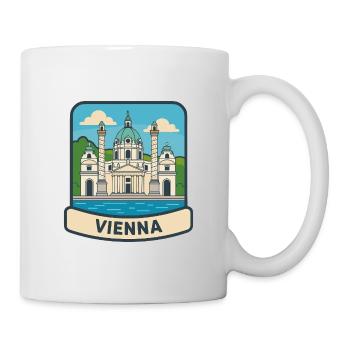 Wiener, Österreich Karlskirche Vintage Travel Emblem - Tasse - Weiß - Rechts