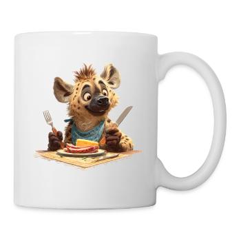 Hungry hyena at the table - Mug - white - Right