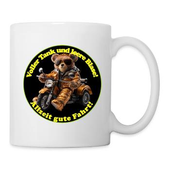 Bear sur moto avec le réservoir plein - Mug blanc - blanc - Droite