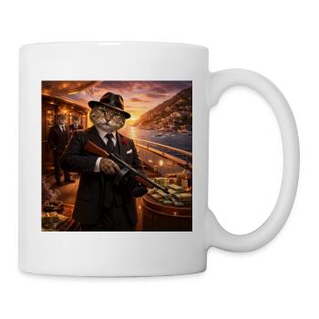 Katzen-Gangster auf Luxusjacht - Tasse - Weiß - Rechts