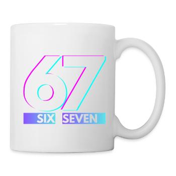 67 Néon Glitch Rétro, six-seven - Mug blanc - blanc - Droite