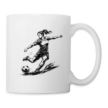 Power Kick – Women's Soccer Illustration - Mug - white - Right