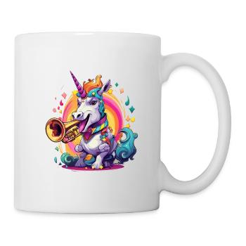 Unicorn Trompete im Regenbogenwirbel - Tasse - Weiß - Rechts