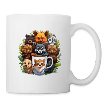 Cuddling dog gang around coffee mug - Mug - white - Right