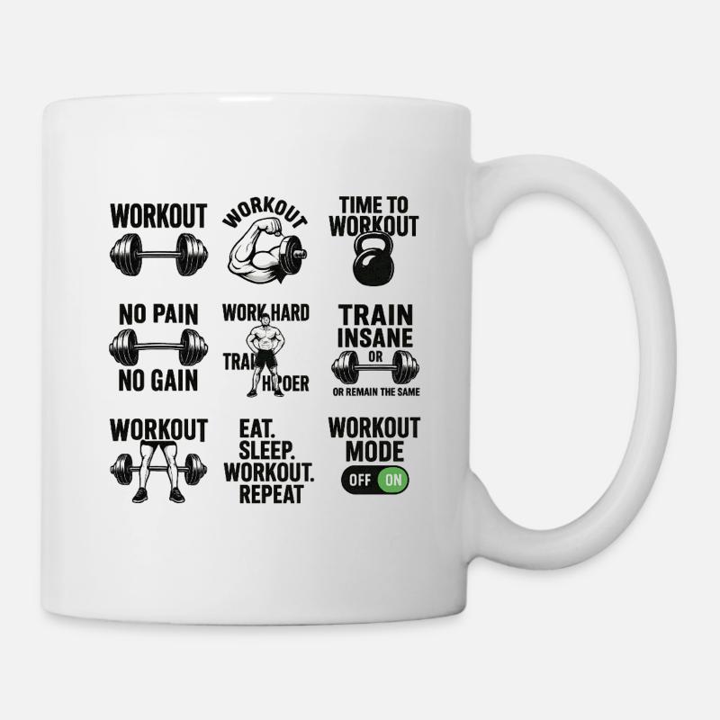 Power Gym Black Patterns Workout - Mug - white