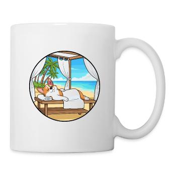 Beach Spa Corgi Dog Relaxing Art - Mug - white - Right
