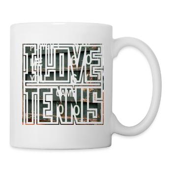 J’AIME LE TENNIS, tableau d’affichage, t-shirt d’idées cadeaux - Mug blanc - blanc - Droite