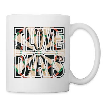I LOVE DARTs, Geschenkidee Shirt, hoodie, tasse - Tasse - Weiß - Rechts