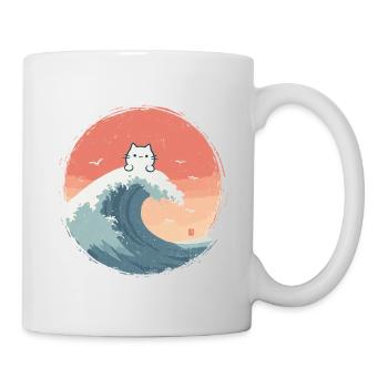 Cat wave at the evening sea - Mug - white - Right