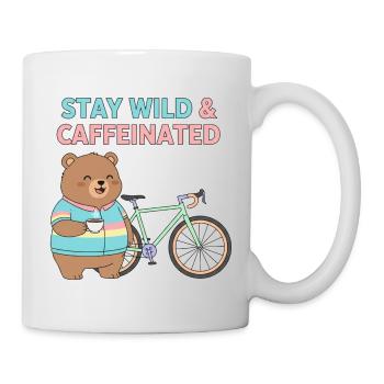 Stay Wild Caffeinated Bear Cycling - Tasse - Weiß - Rechts