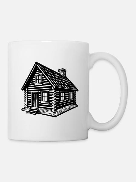 Blockhütte - Tasse - Weiß