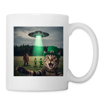 Selfie drôle de chats pour la Saint-Patrick - Mug blanc - blanc - Droite
