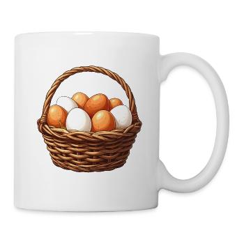 Basket of brown and white eggs - Mug - white - Right