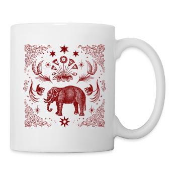 Éléphant ornement rouge avec cadre d’étoile - Mug blanc - blanc - Droite
