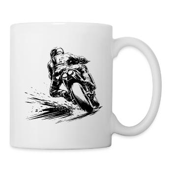 Motorcycle racer in extreme lean angle - Mug - white - Right