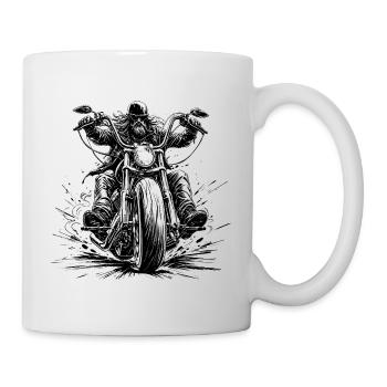 Chopperfahrer frontal im Comic-Stil - Tasse - Weiß - Rechts