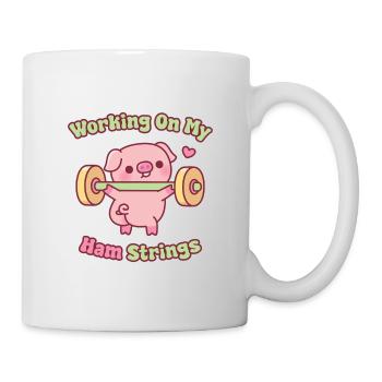 Funny Pig Lifting Weights Working On My Ham String - Mug - white - Right