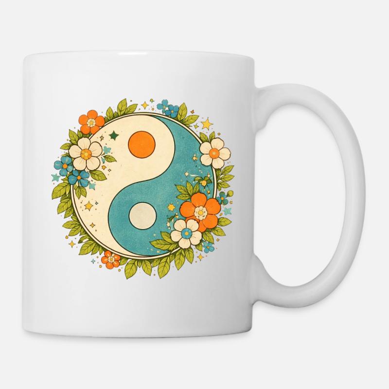 Cercle floral Yin Yang - Mug blanc - blanc