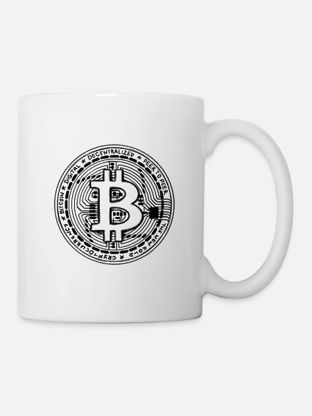 Bitcoin Münze – Krypto Symbol - Illustration - Tasse - Weiß