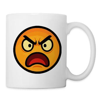 Angry emoticon on Flames Orange - Mug - white - Right