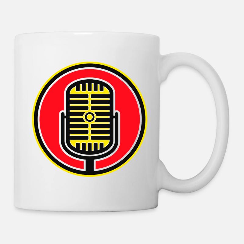 Retro Microphone Badge - Mug - white