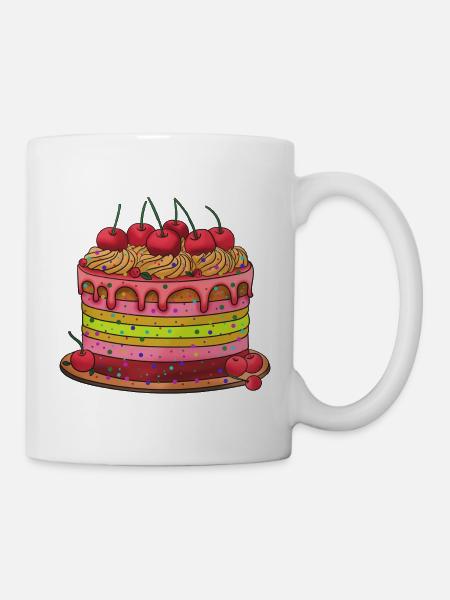 Bunter Mehrschichtkuchen - Tasse - Weiß