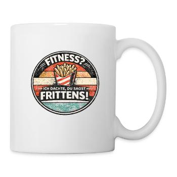 Fitness vs Fritten – Retro Fries Badge - Mug blanc - blanc - Droite
