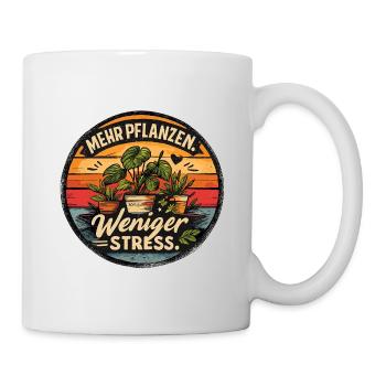 More plants, less stress - Mug - white - Right