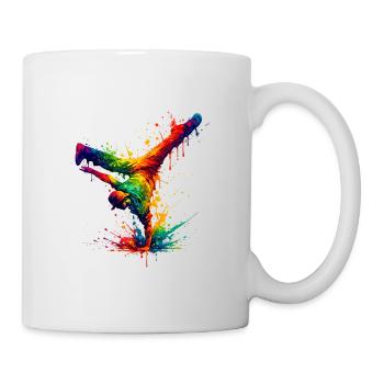 Handgespritzter Regenbogentanz - Tasse - Weiß - Rechts