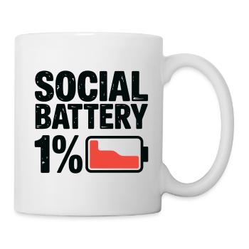 Social Battery 1% Grafik-T-Shirt - Tasse - Weiß - Rechts