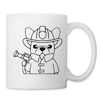 Frenchie Firefighter Dog Outline - Mug - white - Right