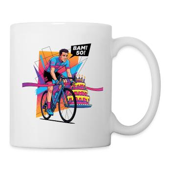 BAM! 50th Birthday Cyclist Pop Art - Mug - white - Right