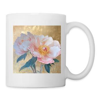 Goden Elegante Rosa Pfingstrose Blumen - Tasse - Weiß - Rechts