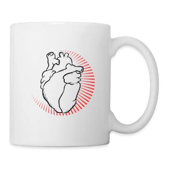Anatomisches Herz mit rotem Strahlenkranz - Tasse - Weiß - Rechts