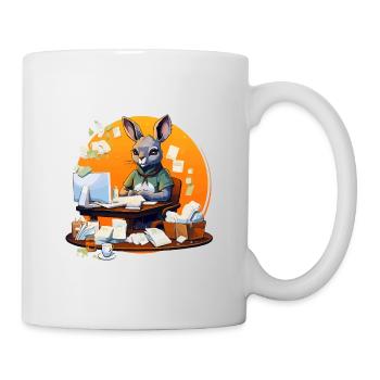 Lapin de bureau dans le chaos du papier - Mug blanc - blanc - Droite