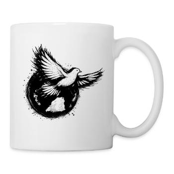 Taube im Globus – Friedenssymbol - Tasse - Weiß - Rechts
