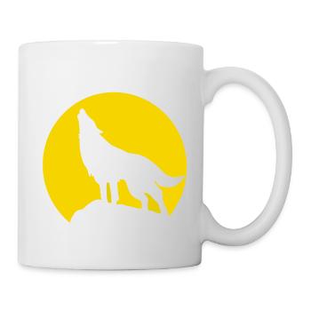 Mondsilhouette Wolfheulen - Tasse - Weiß - Rechts