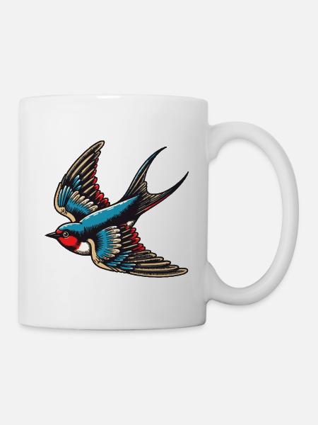 Swallow bird blue red plumage and tan wings - Mug - white