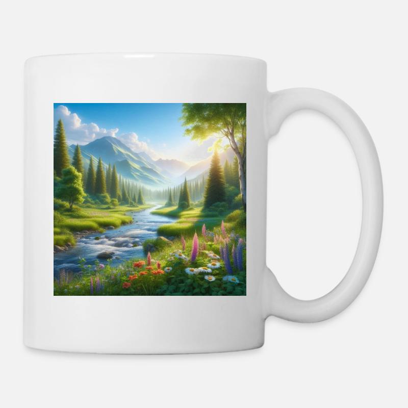 Fjälldalens Frühlingsblumenfluss - Tasse - Weiß