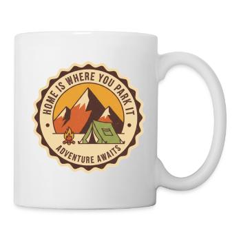 Zuhause ist, wo du parkst, Vintage Mountain - Tasse - Weiß - Rechts